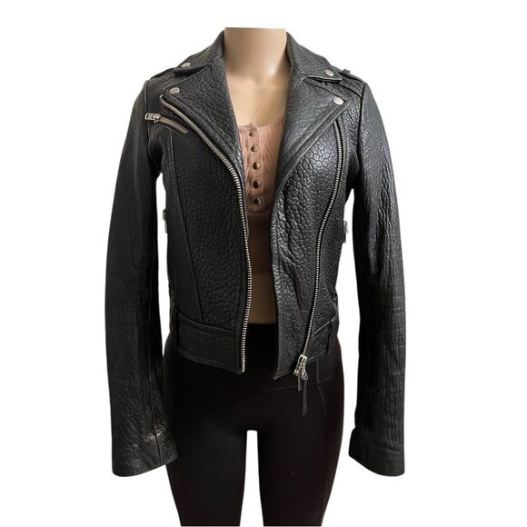 Manage Black Leather Biker Jacket - Picture 5 of 10